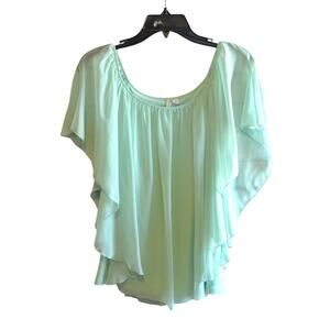 C Est. 1946 Ladies Mint Green Flouncy Sheer Top, Size Small